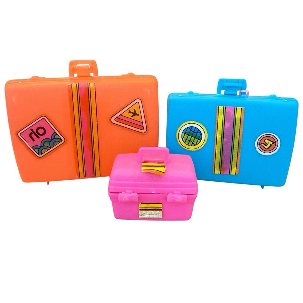 Vtg 1978 MATTEL BARBIE DOLL GET AWAYS PLAY PAKS Luggage Set Suitcases Train Case